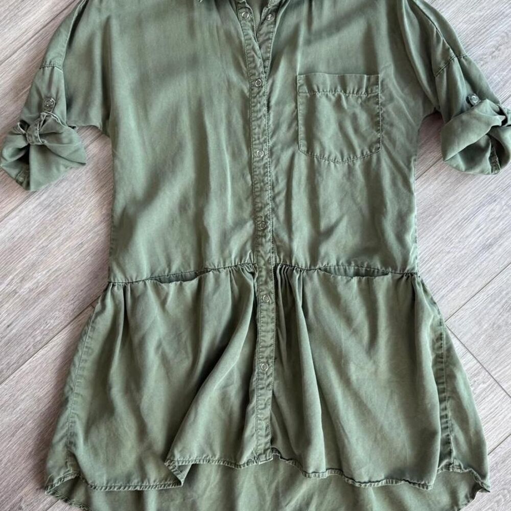 Zara Women's Green and Khaki Dress